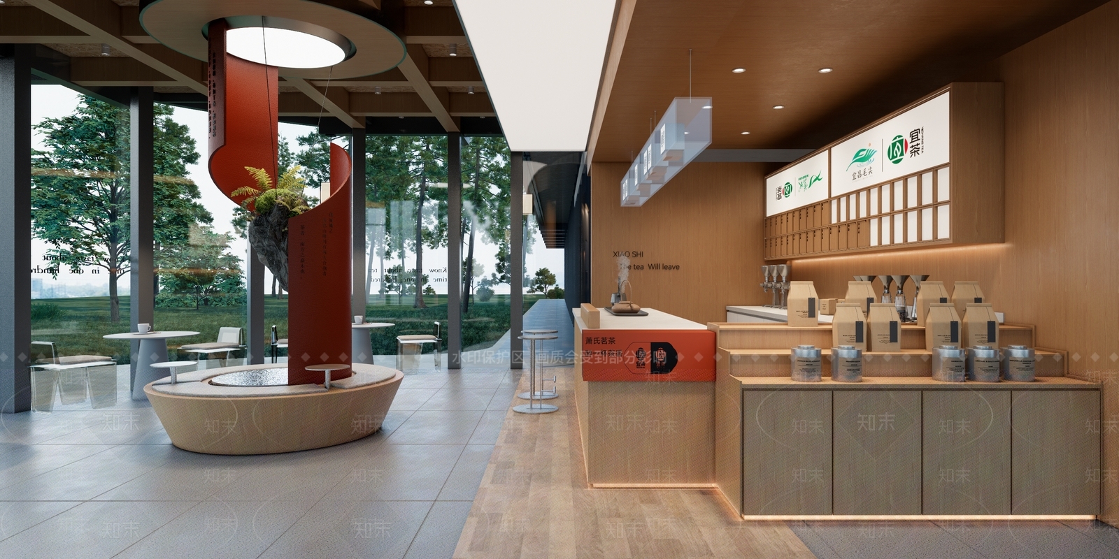 现代原木风木质奶茶店SU模型下载【ID:1153817172】