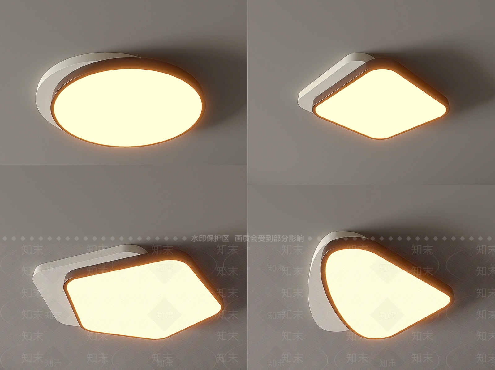现代吸顶灯3D模型下载【ID:1153817538】