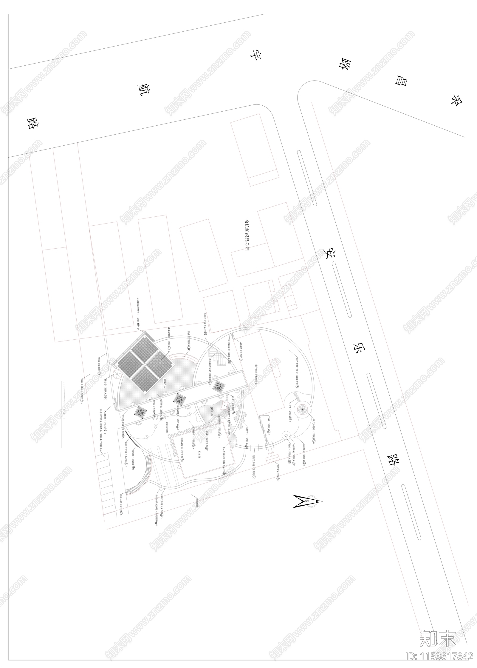 老年公园平面图cad施工图下载【ID:1153817842】