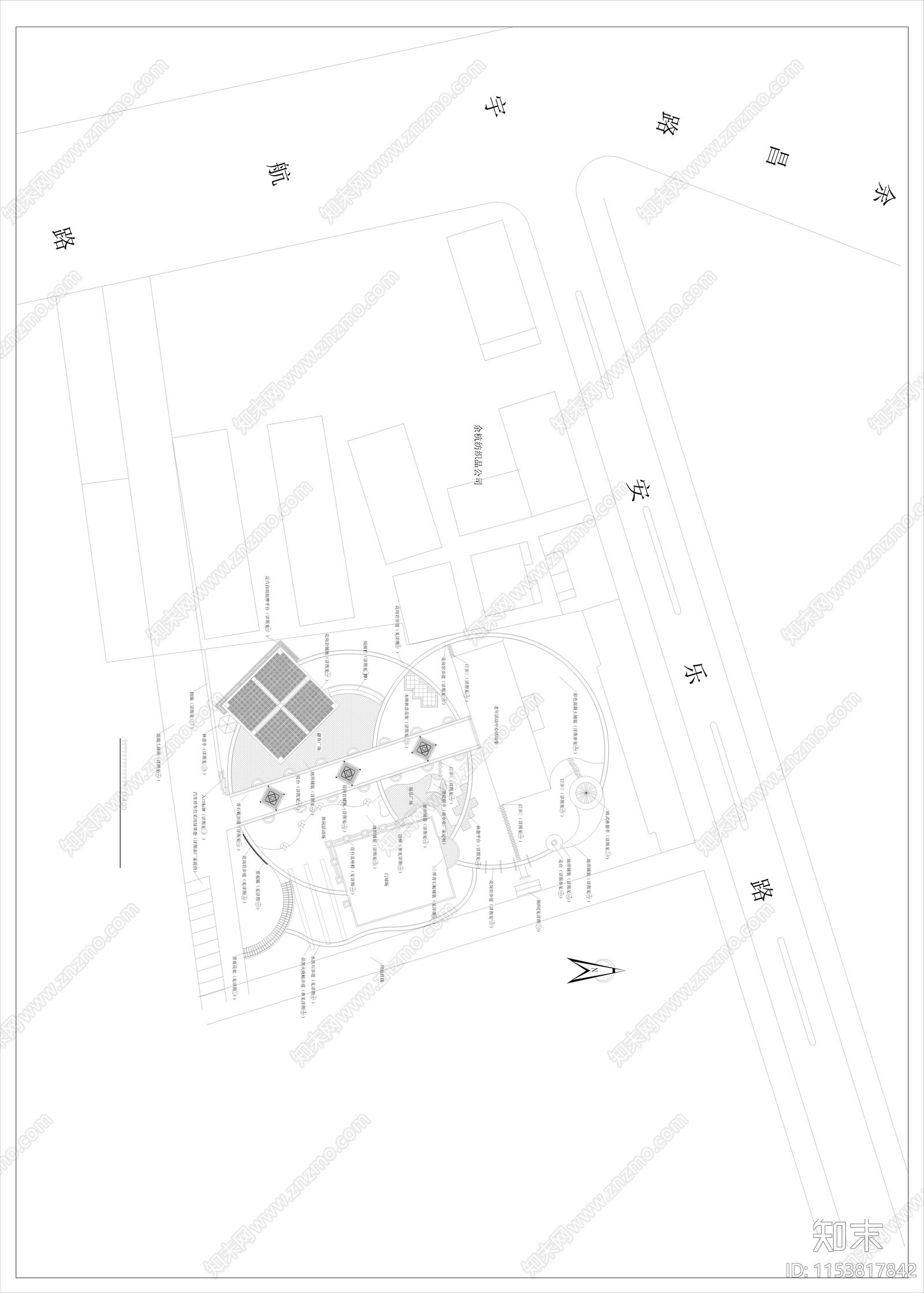 老年公园平面图cad施工图下载【ID:1153817842】