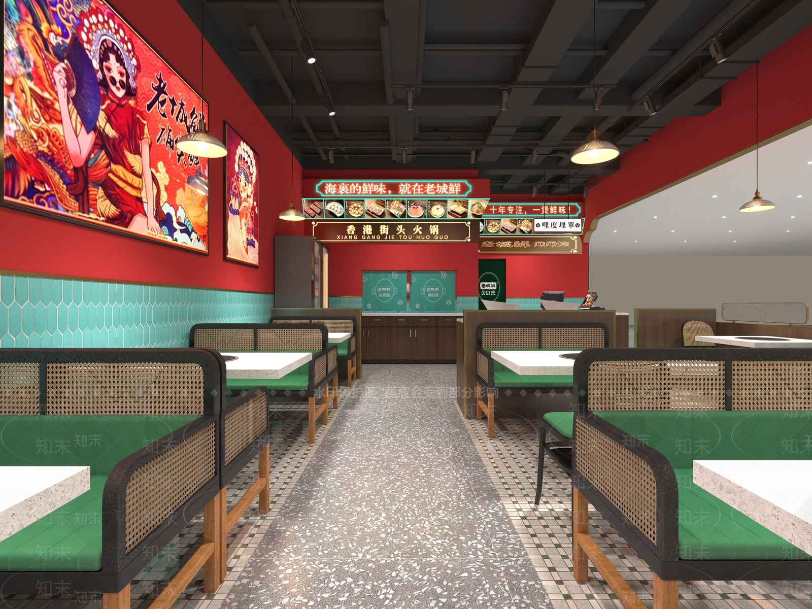 新中式国潮风火锅店3D模型下载【ID:1153818174】