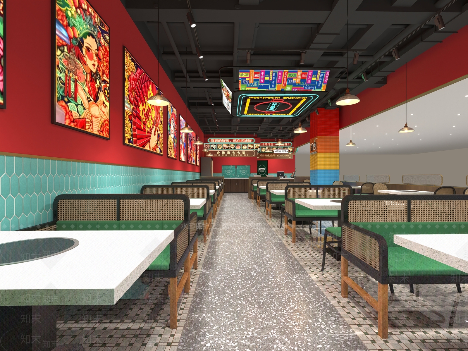 新中式国潮风火锅店3D模型下载【ID:1153818174】