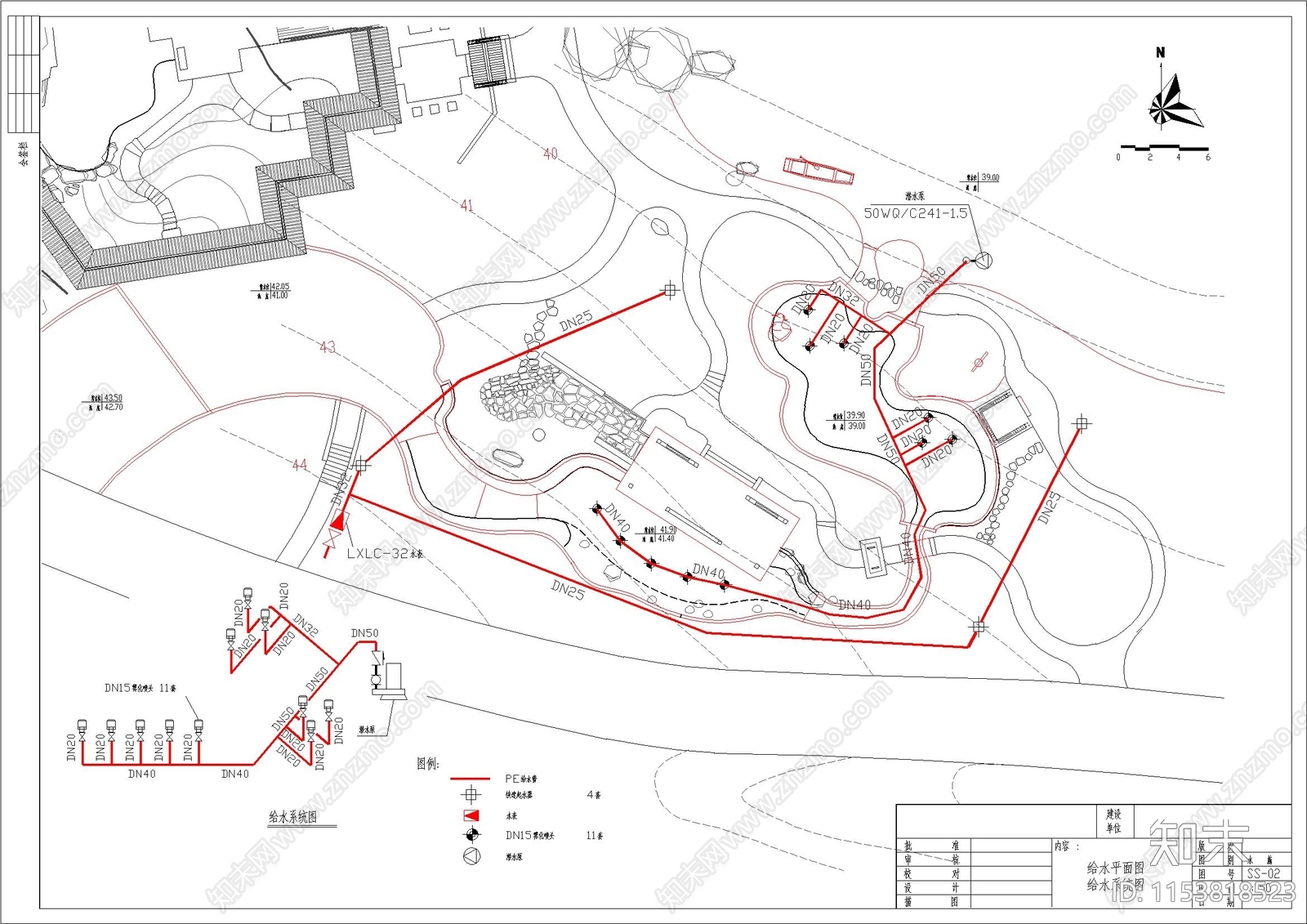 公园给排水cad施工图下载【ID:1153818523】