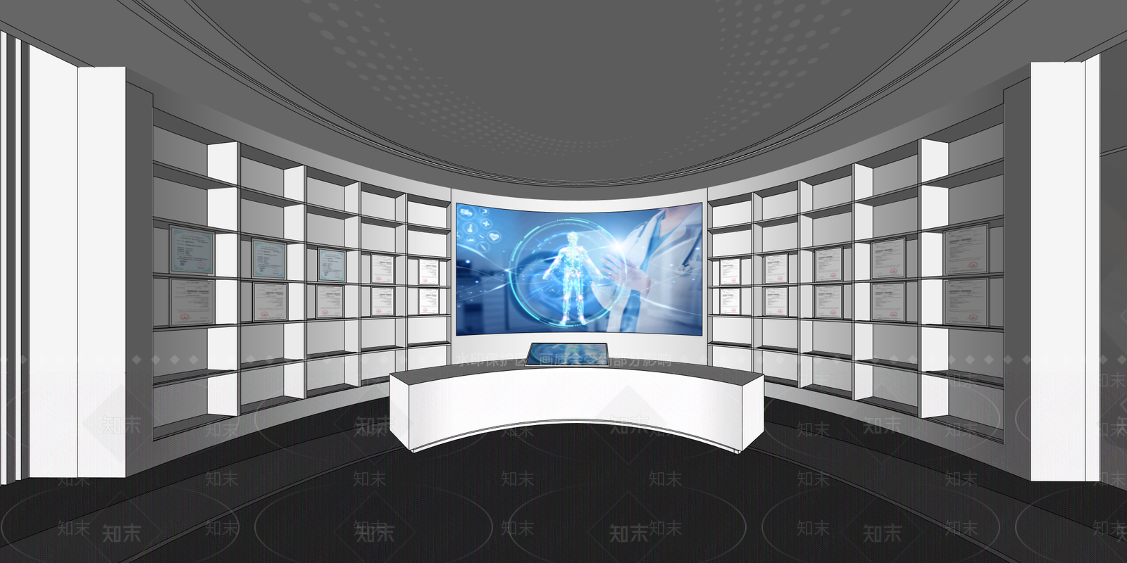 现代生物科技展厅SU模型下载【ID:1153959129】