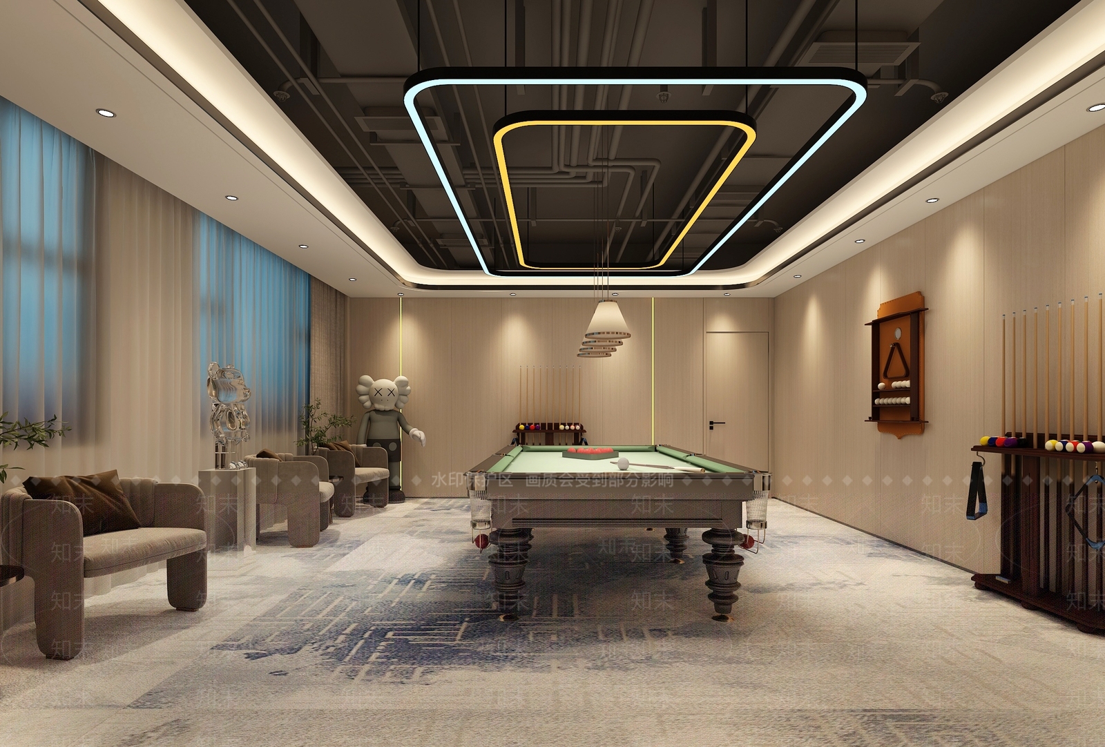 现代台球厅3D模型下载【ID:1153819749】