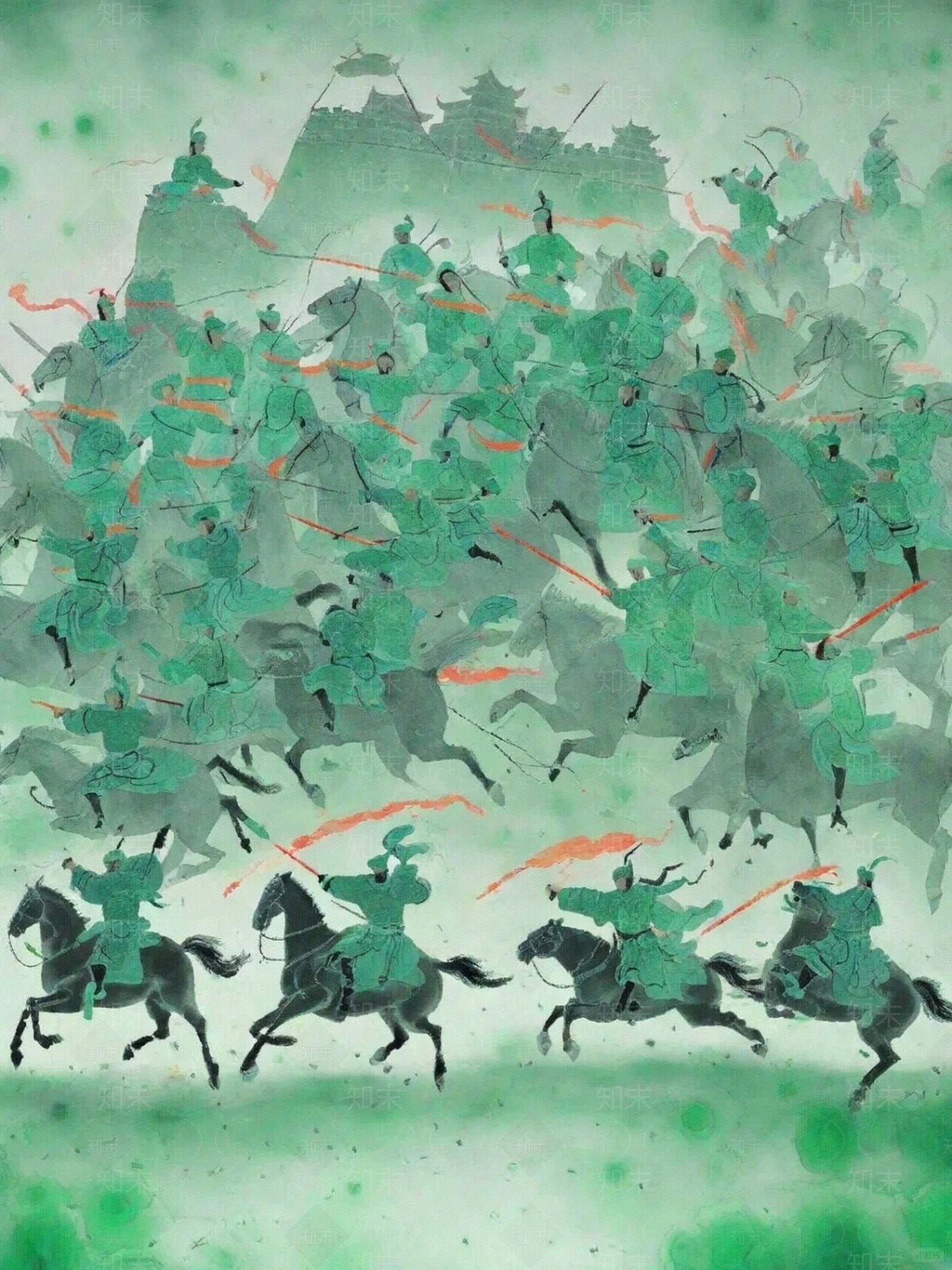 中式战争场景装饰画贴图下载【ID:1153819979】