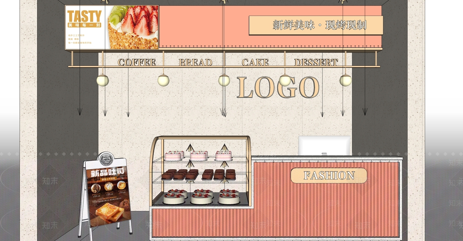 现代甜品面包店SU模型下载【ID:1153903988】