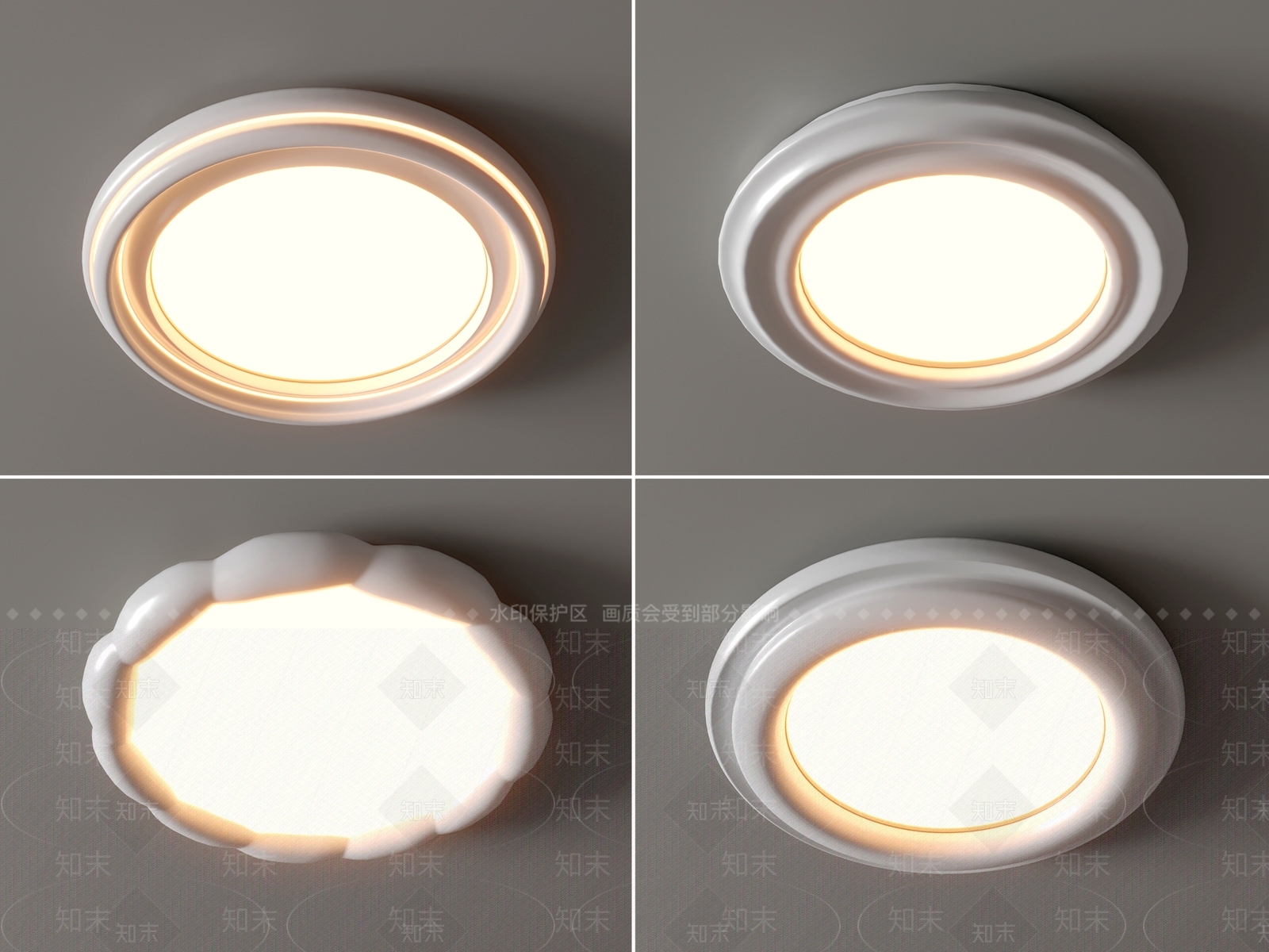 现代吸顶灯3D模型下载【ID:1153821514】