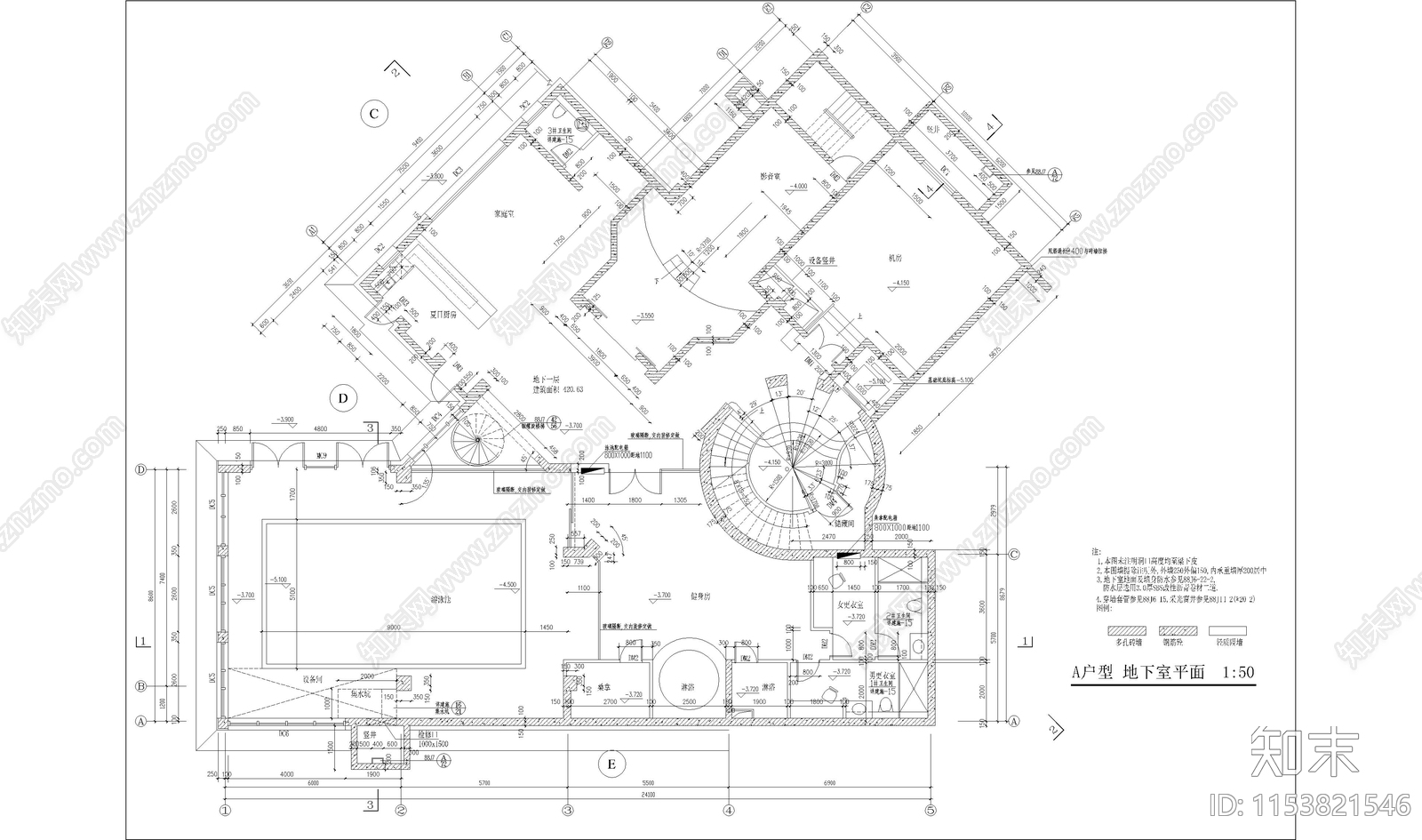 北京某经典别墅全套设计cad施工图下载【ID:1153821546】