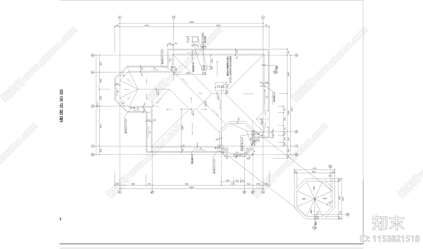 碧水天源别墅建筑设计cad施工图下载【ID:1153821518】