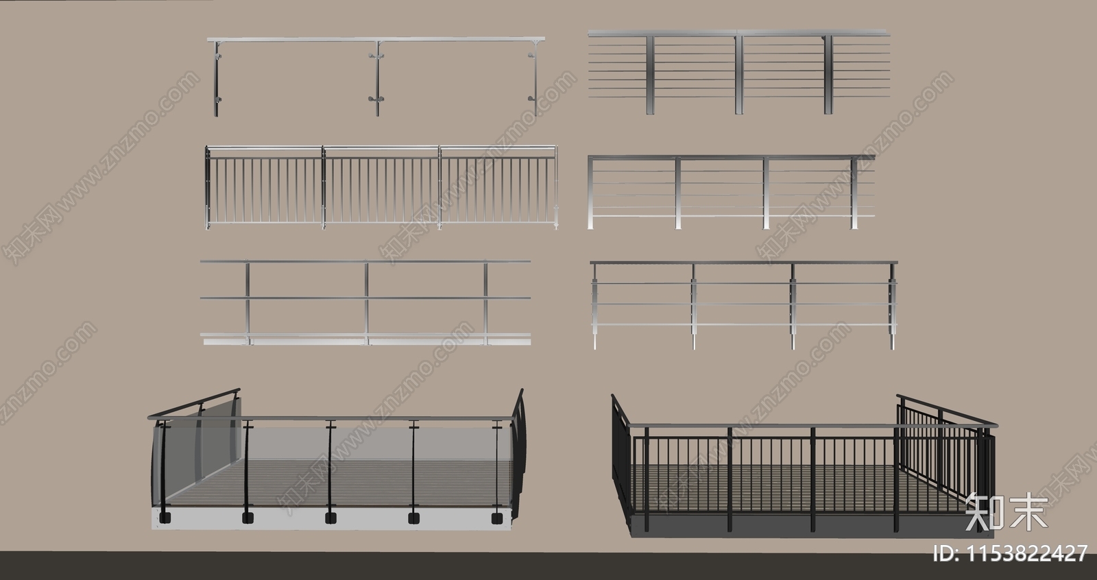 现代栏杆扶手SU模型下载【ID:1153822427】