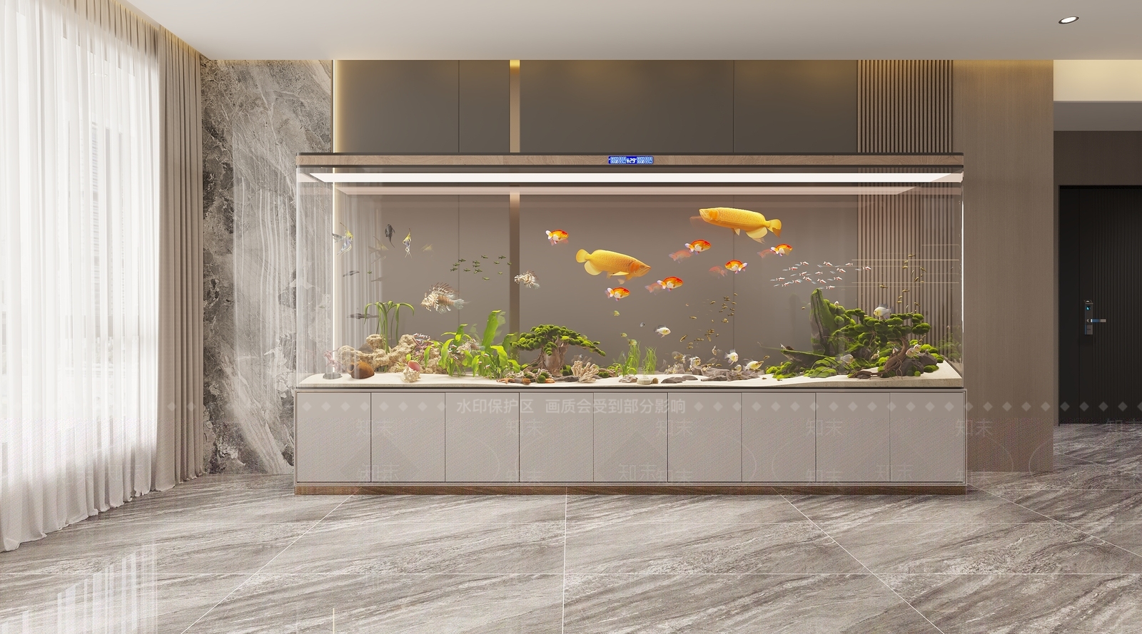 现代鱼缸水族3D模型下载【ID:1153824470】