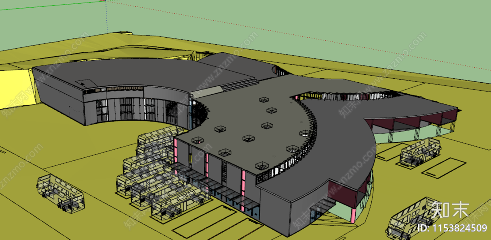 现代汽车客运站SU模型下载【ID:1153824509】