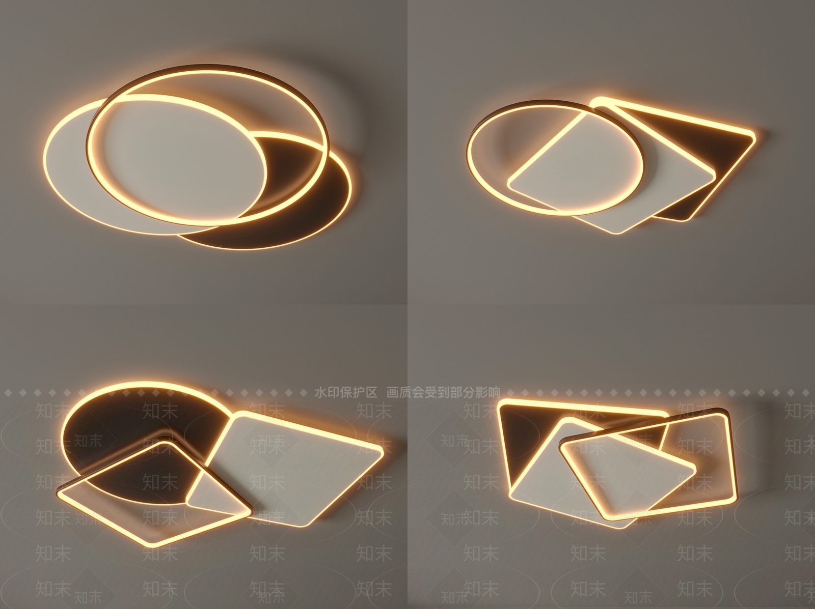 现代吸顶灯3D模型下载【ID:1153826074】