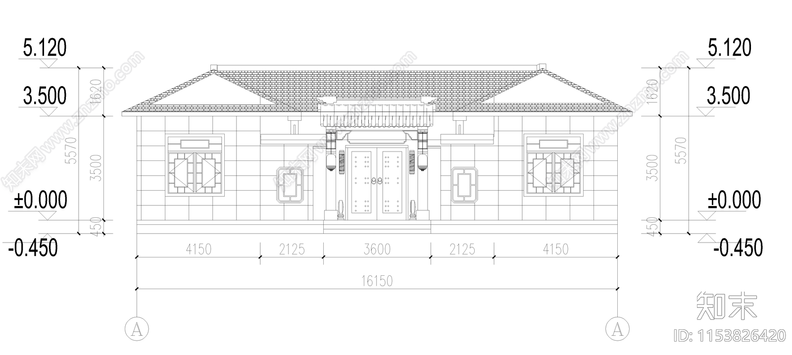 新中式四合院建筑cad施工图下载【ID:1153826420】