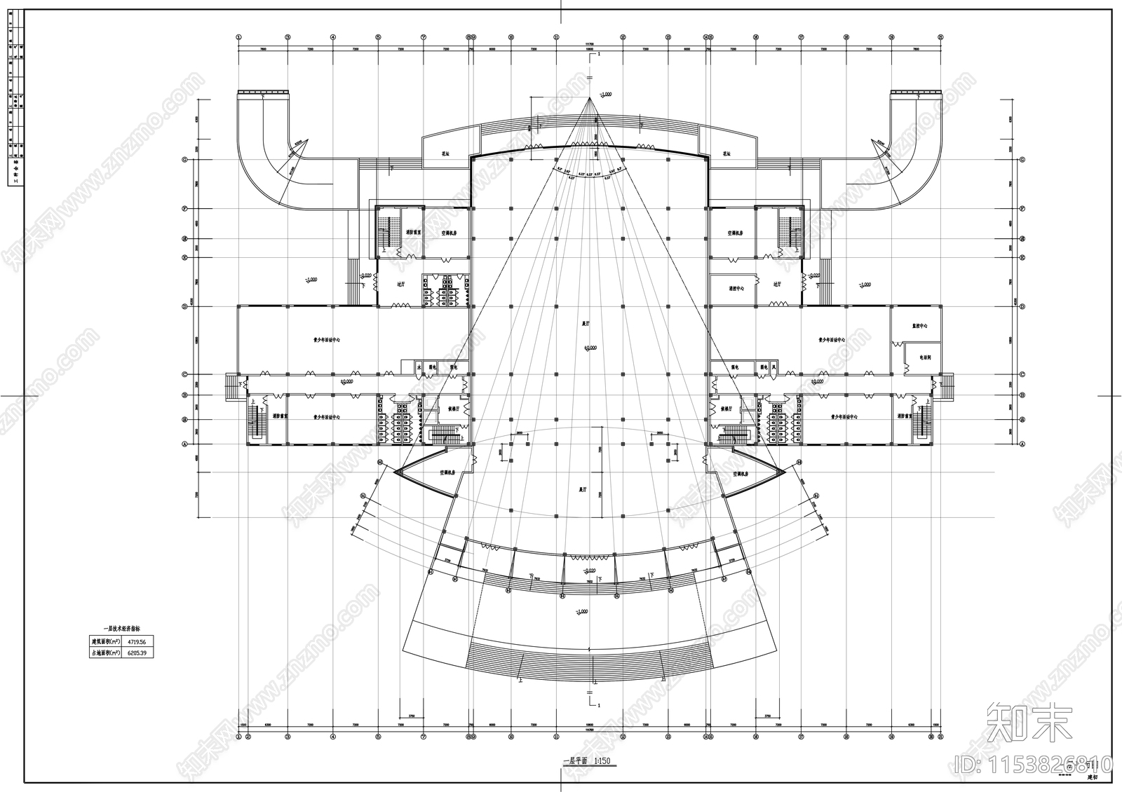 会展中心建筑方案设计cad施工图下载【ID:1153826810】