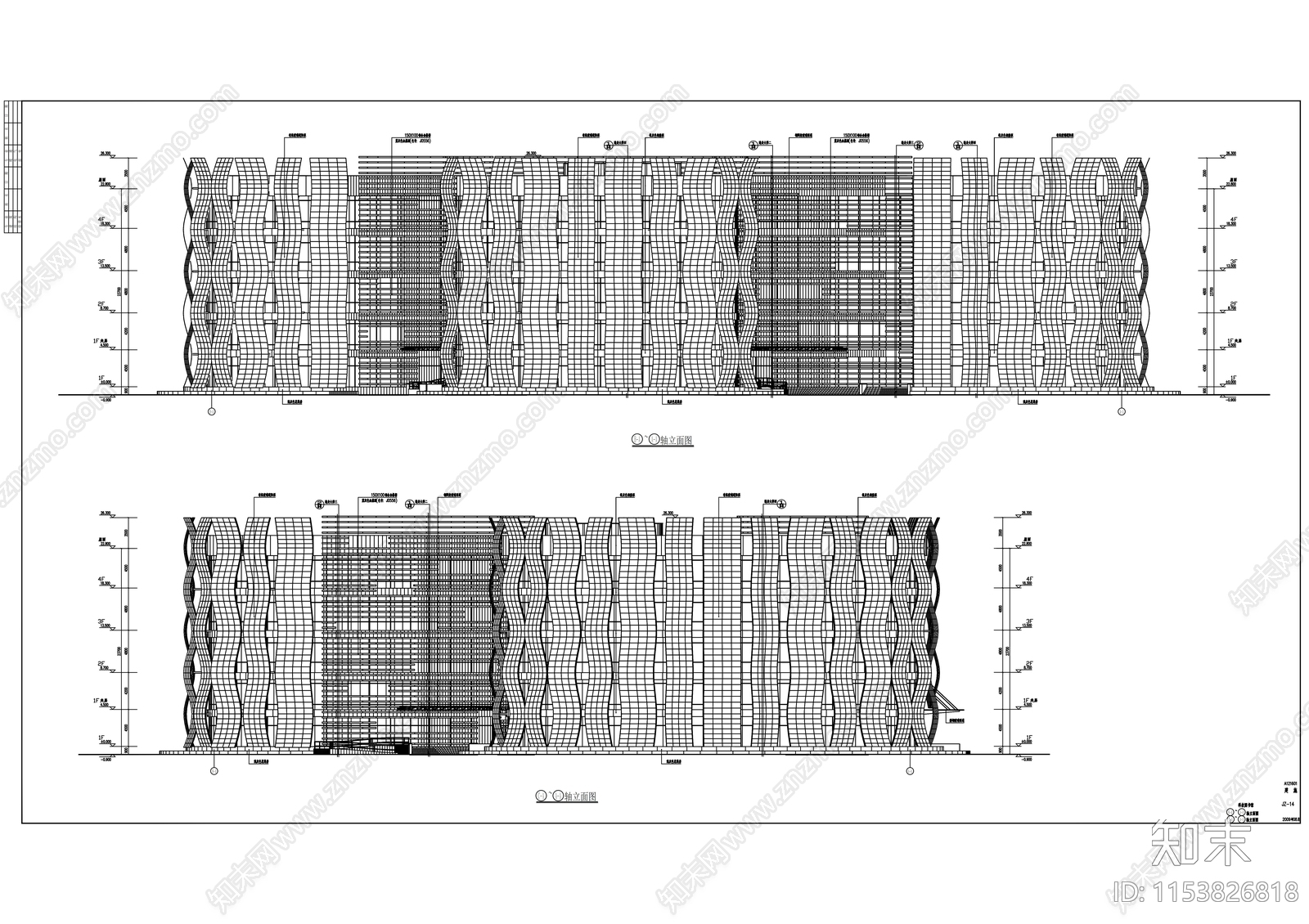 四层科技图书馆建筑设计cad施工图下载【ID:1153826818】