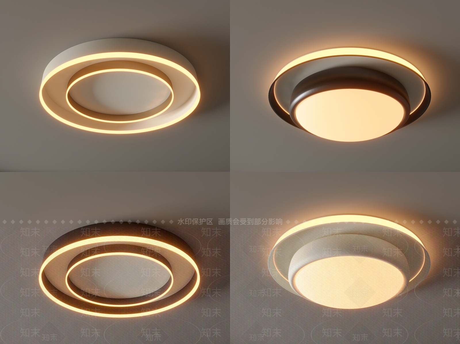 现代吸顶灯3D模型下载【ID:1153827529】