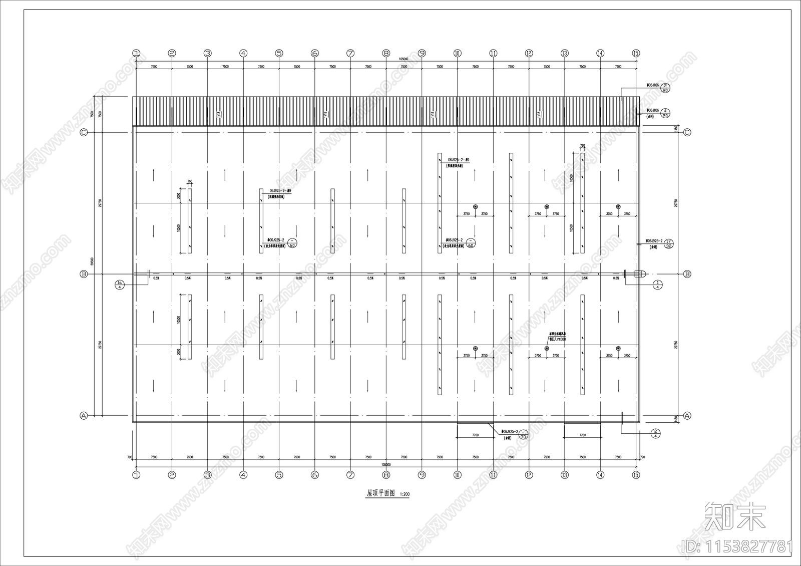 彩钢板及钢架结构厂房建筑设计cad施工图下载【ID:1153827781】