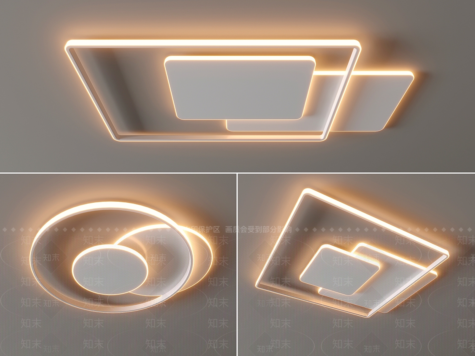 现代吸顶灯3D模型下载【ID:1153827748】