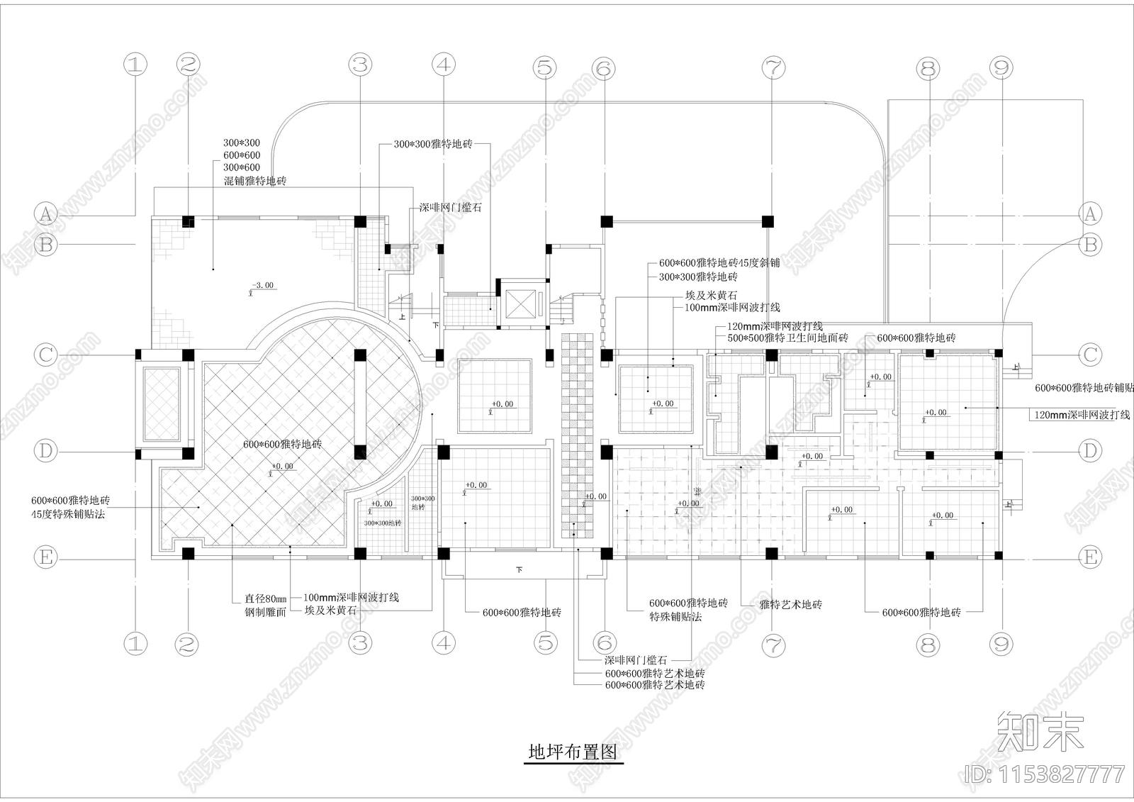 910㎡售楼中心建筑设计cad施工图下载【ID:1153827777】