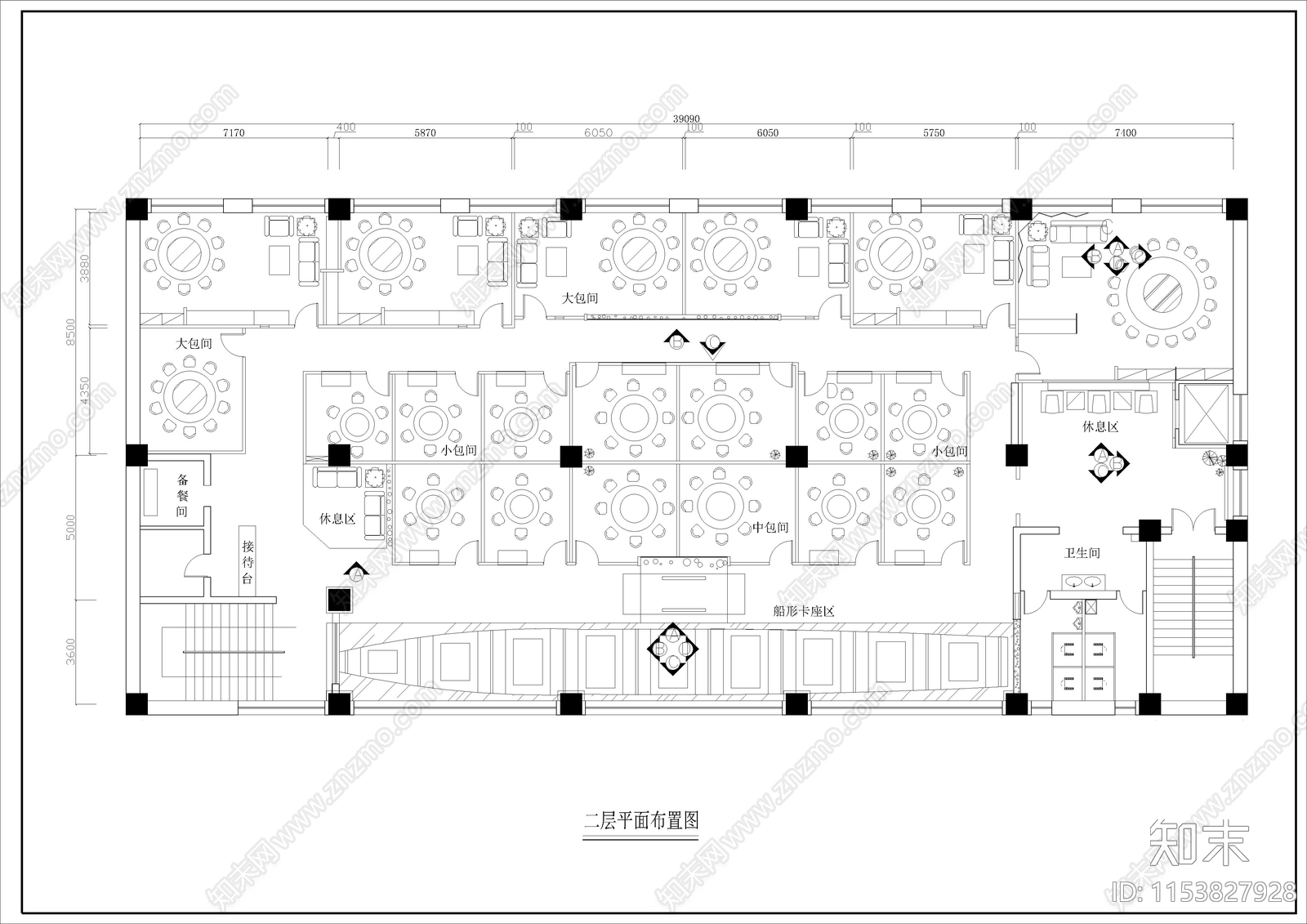 1390㎡餐厅餐饮空间cad施工图下载【ID:1153827928】