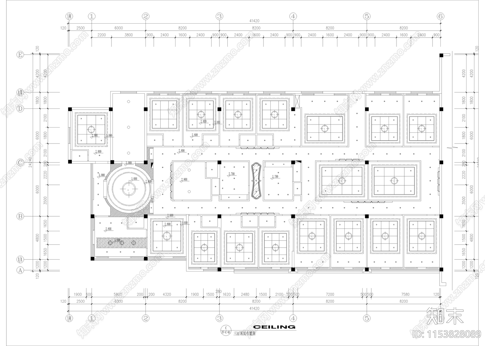 1780㎡茶楼茶馆建筑设计cad施工图下载【ID:1153828089】