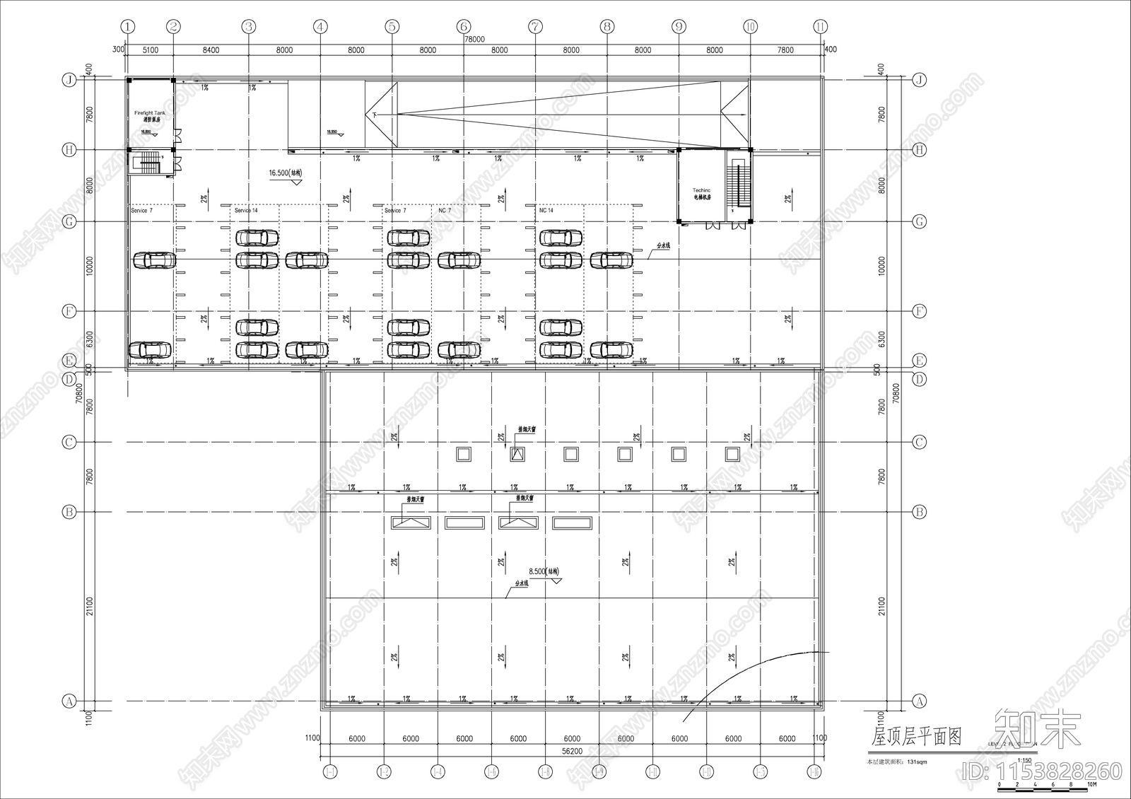 4S汽车展厅建筑平面设计施工图下载【ID:1153828260】