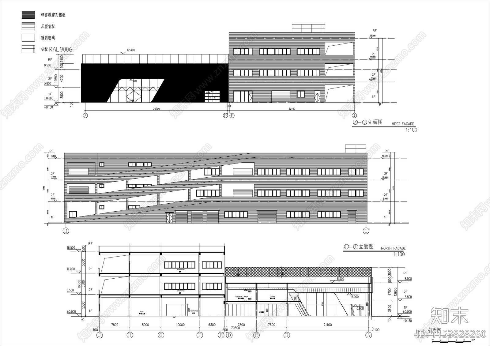 4S汽车展厅建筑平面设计施工图下载【ID:1153828260】