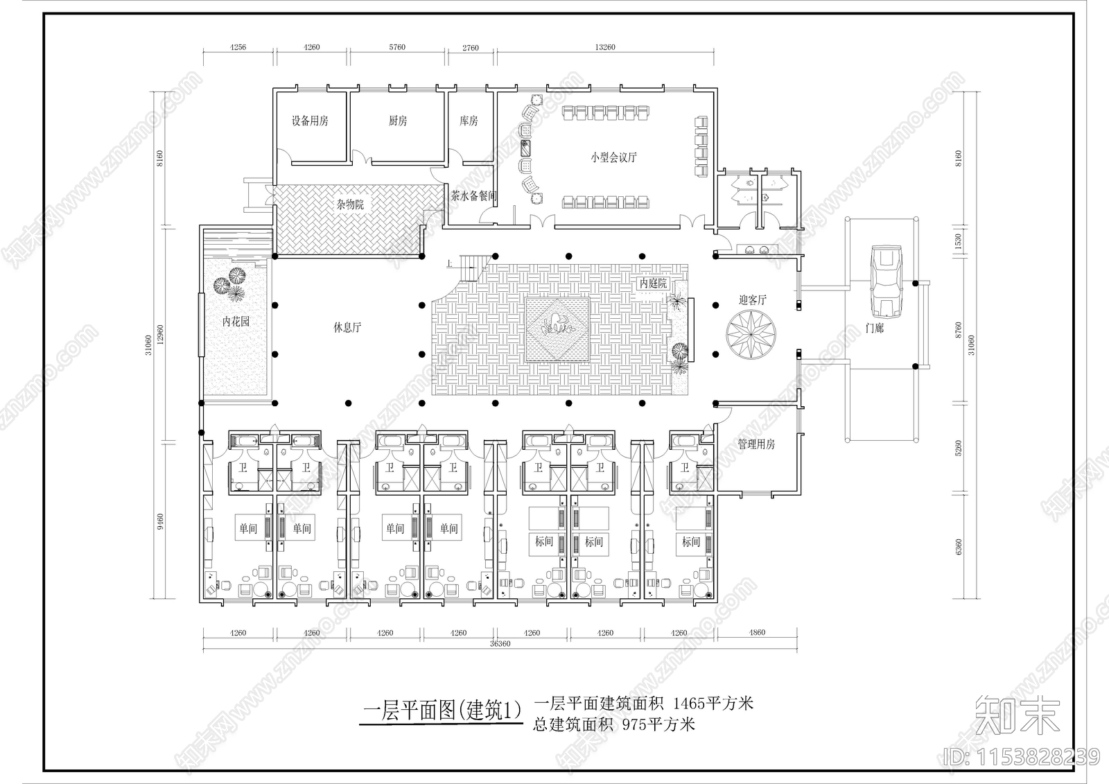 2100㎡新徽派民宿建筑施工图下载【ID:1153828239】