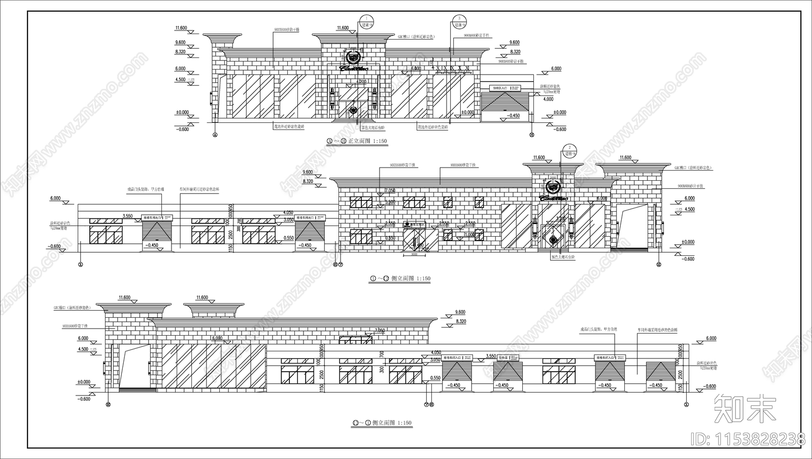 某拉克4S店建筑cad施工图下载【ID:1153828238】