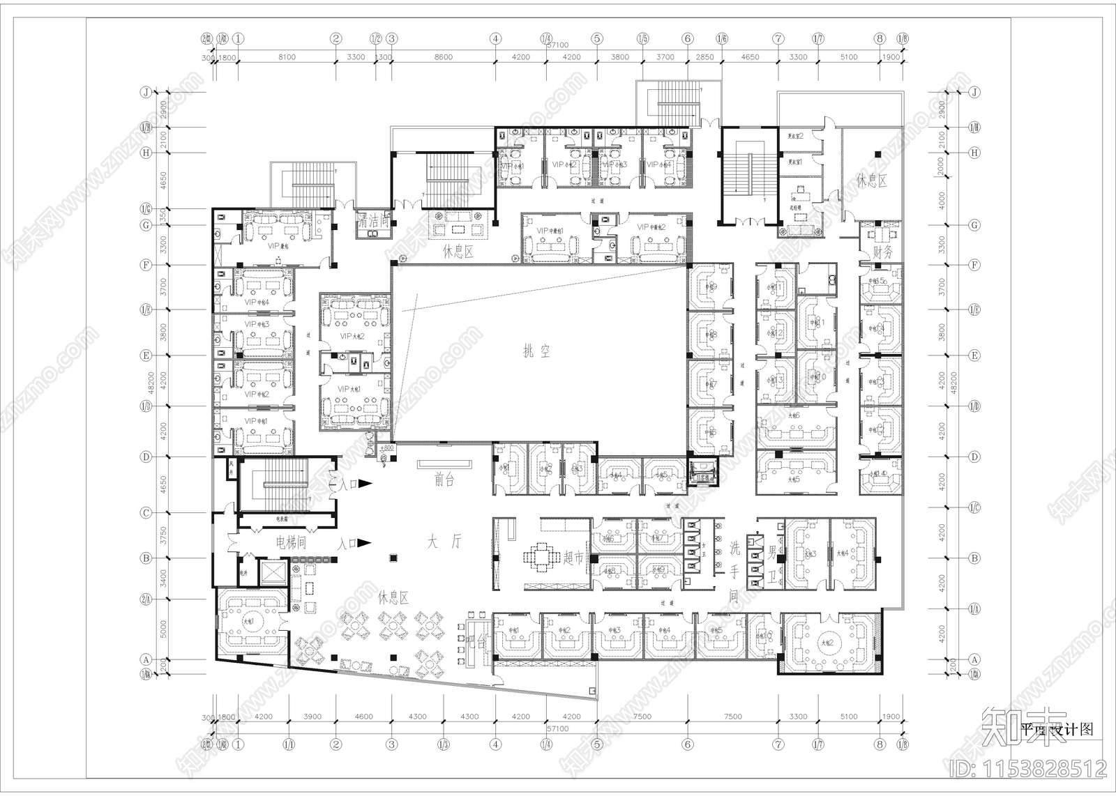 2630㎡KTV建筑cad施工图下载【ID:1153828512】