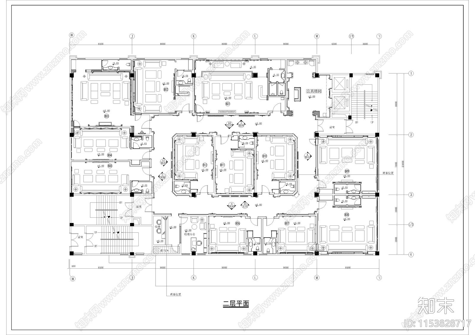 6550㎡KTV建筑cad施工图下载【ID:1153828717】