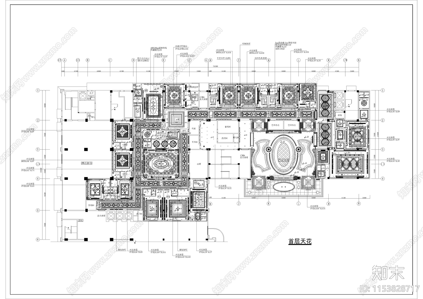 6550㎡KTV建筑cad施工图下载【ID:1153828717】