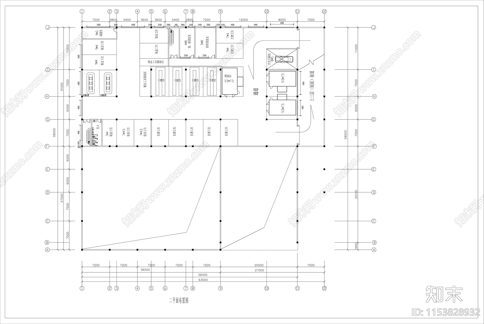 本田4S店展销厅建筑cad施工图下载【ID:1153828932】