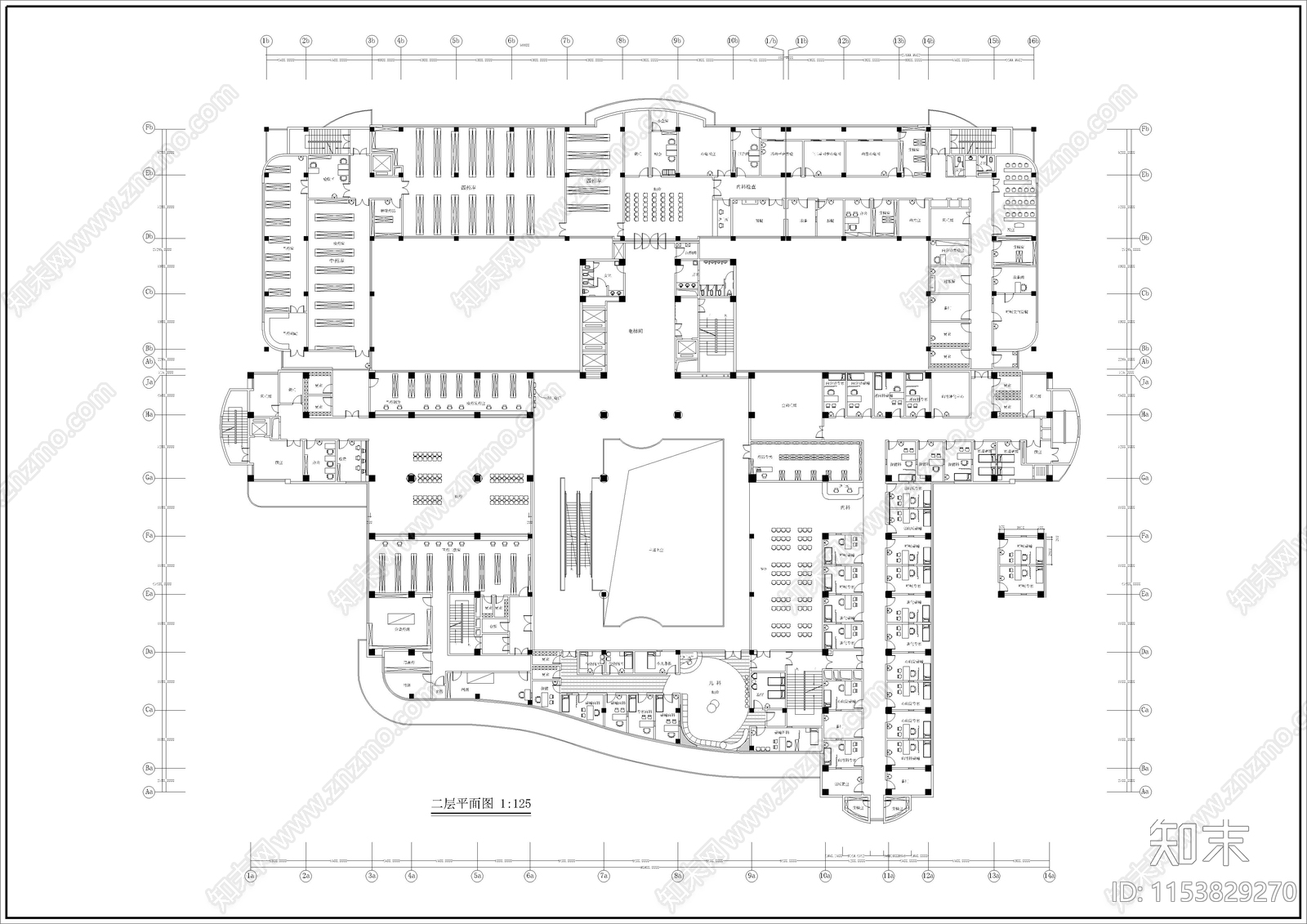 22400㎡三甲医院室内cad施工图下载【ID:1153829270】