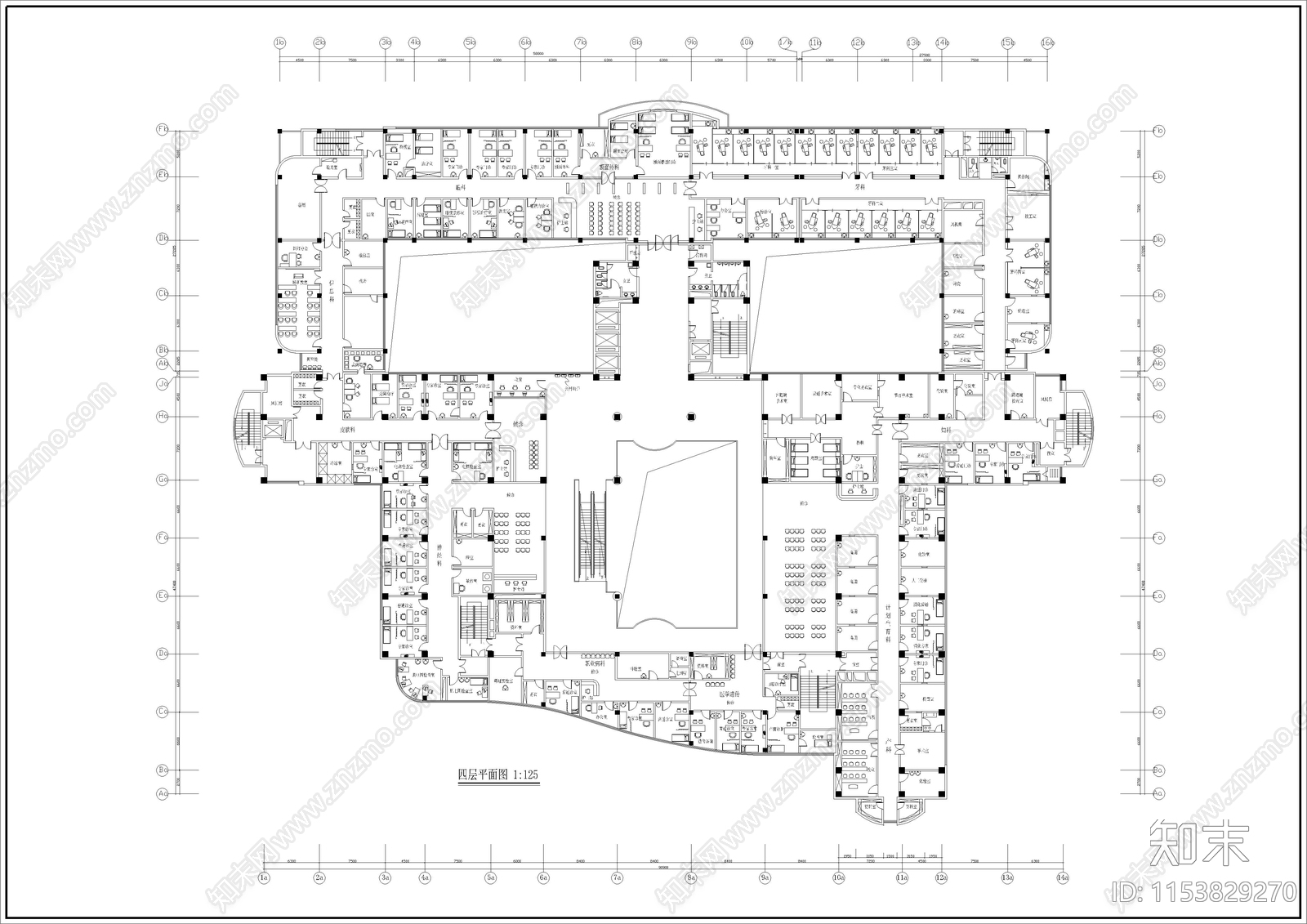 22400㎡三甲医院室内cad施工图下载【ID:1153829270】