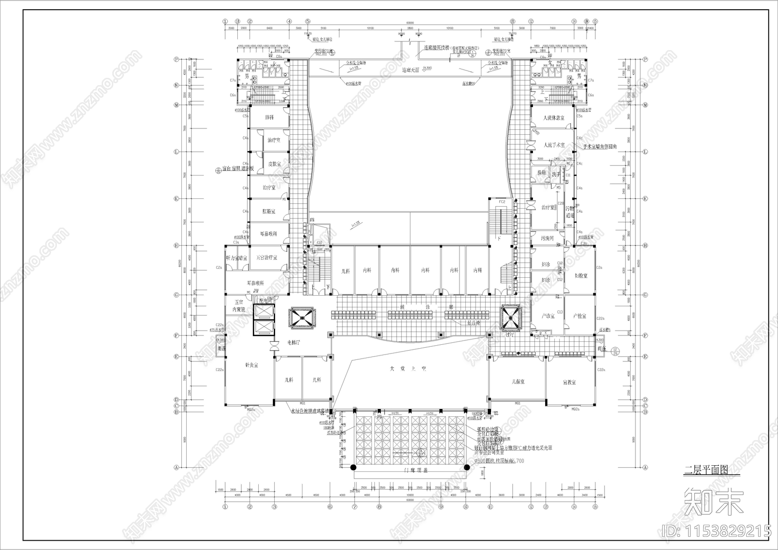 22400㎡三甲医院室内cad施工图下载【ID:1153829215】