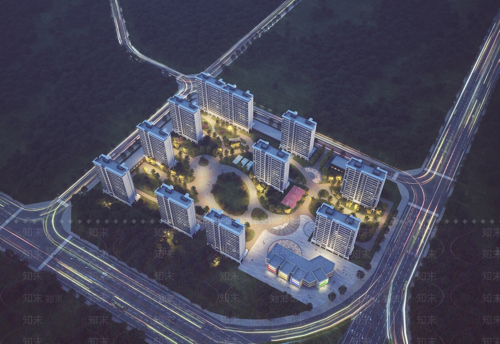 现代高层住宅小区3D模型下载【ID:1153830551】