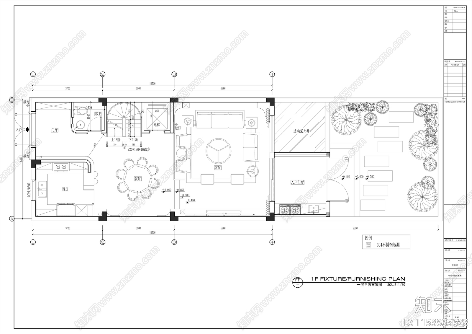简欧风格别墅室内cad施工图下载【ID:1153835628】