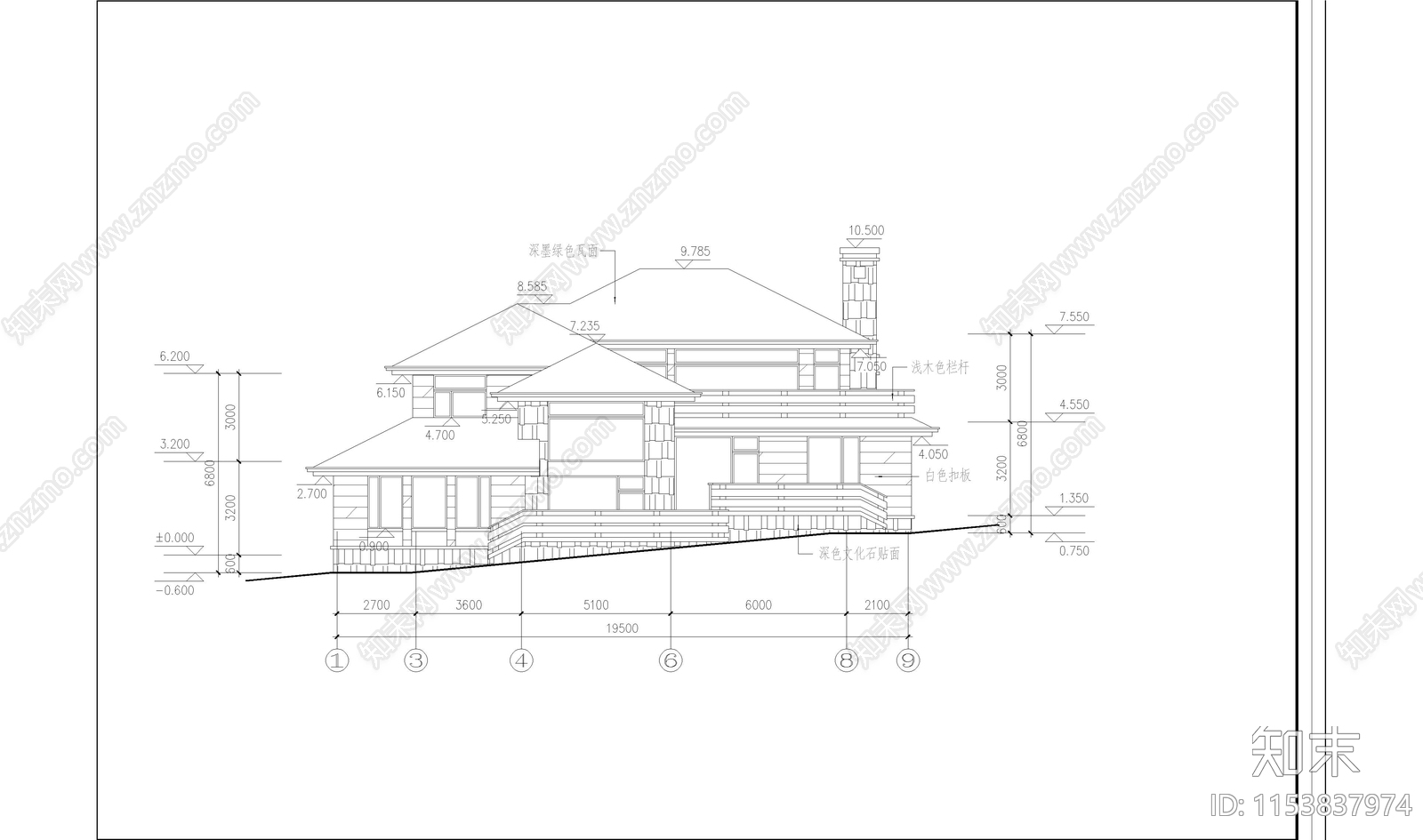 别墅建筑cad施工图下载【ID:1153837974】