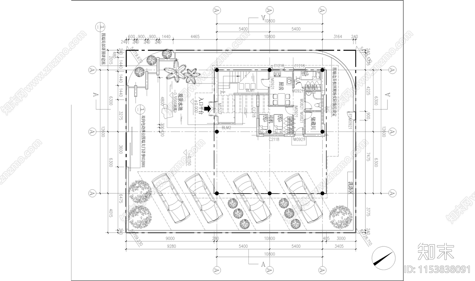 别墅建筑cad施工图下载【ID:1153838091】