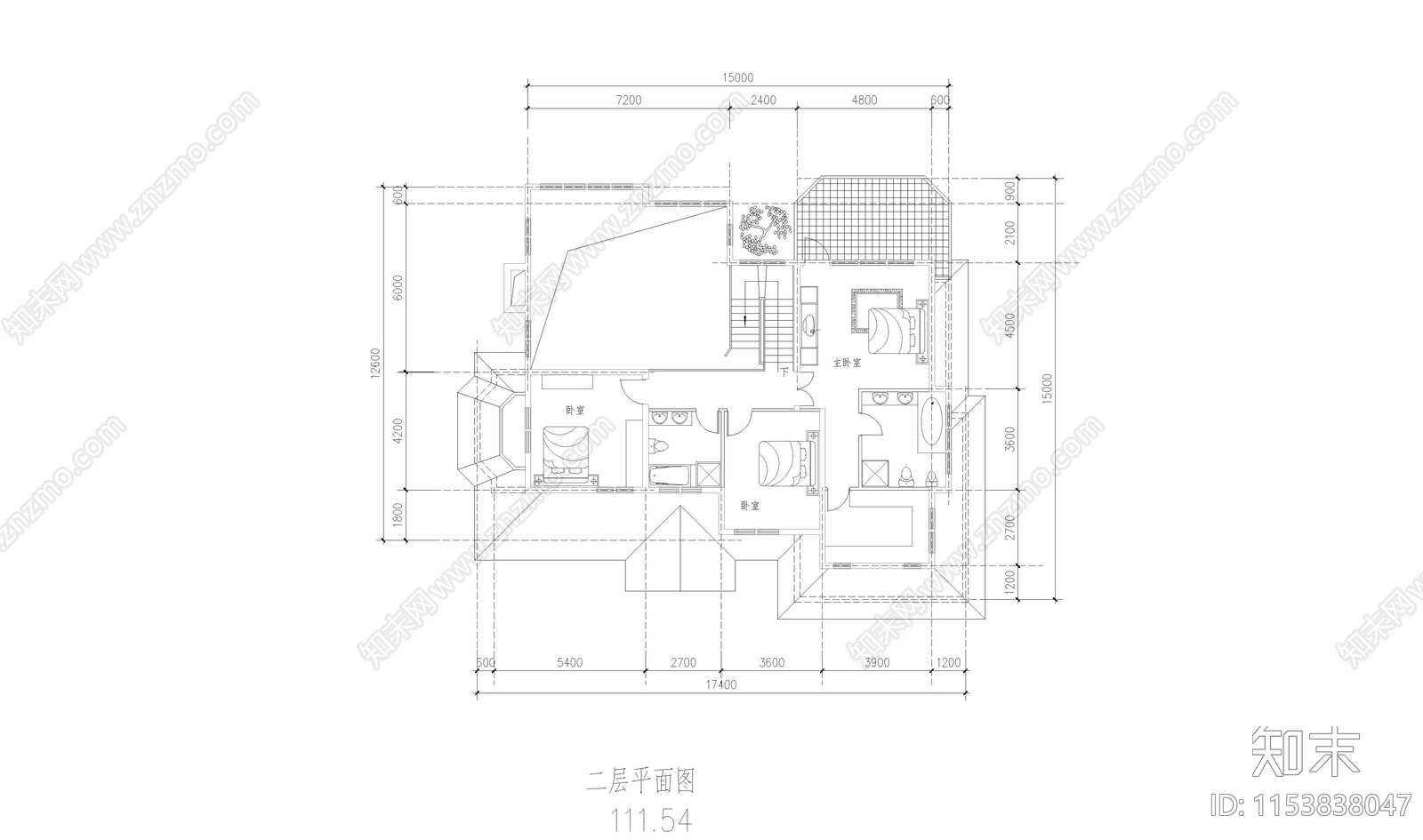 别墅建筑cad施工图下载【ID:1153838047】