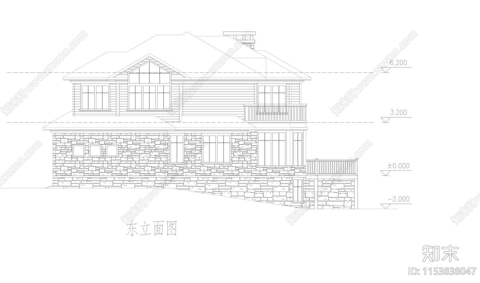 别墅建筑cad施工图下载【ID:1153838047】