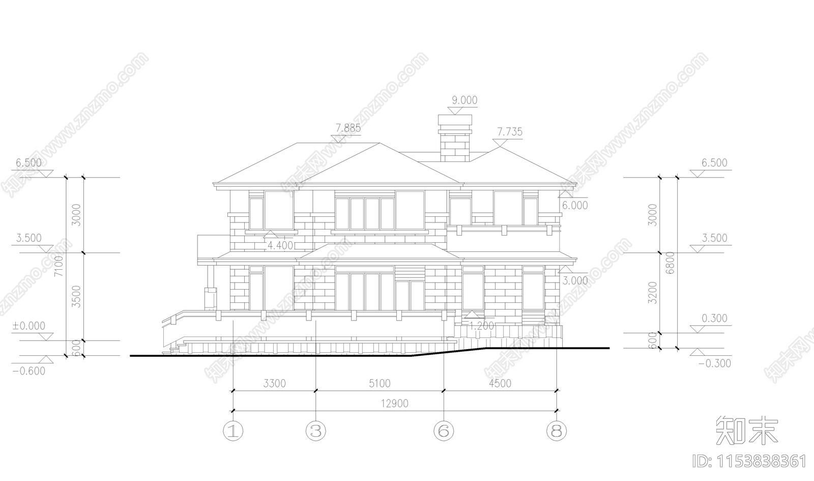 别墅建筑cad施工图下载【ID:1153838361】