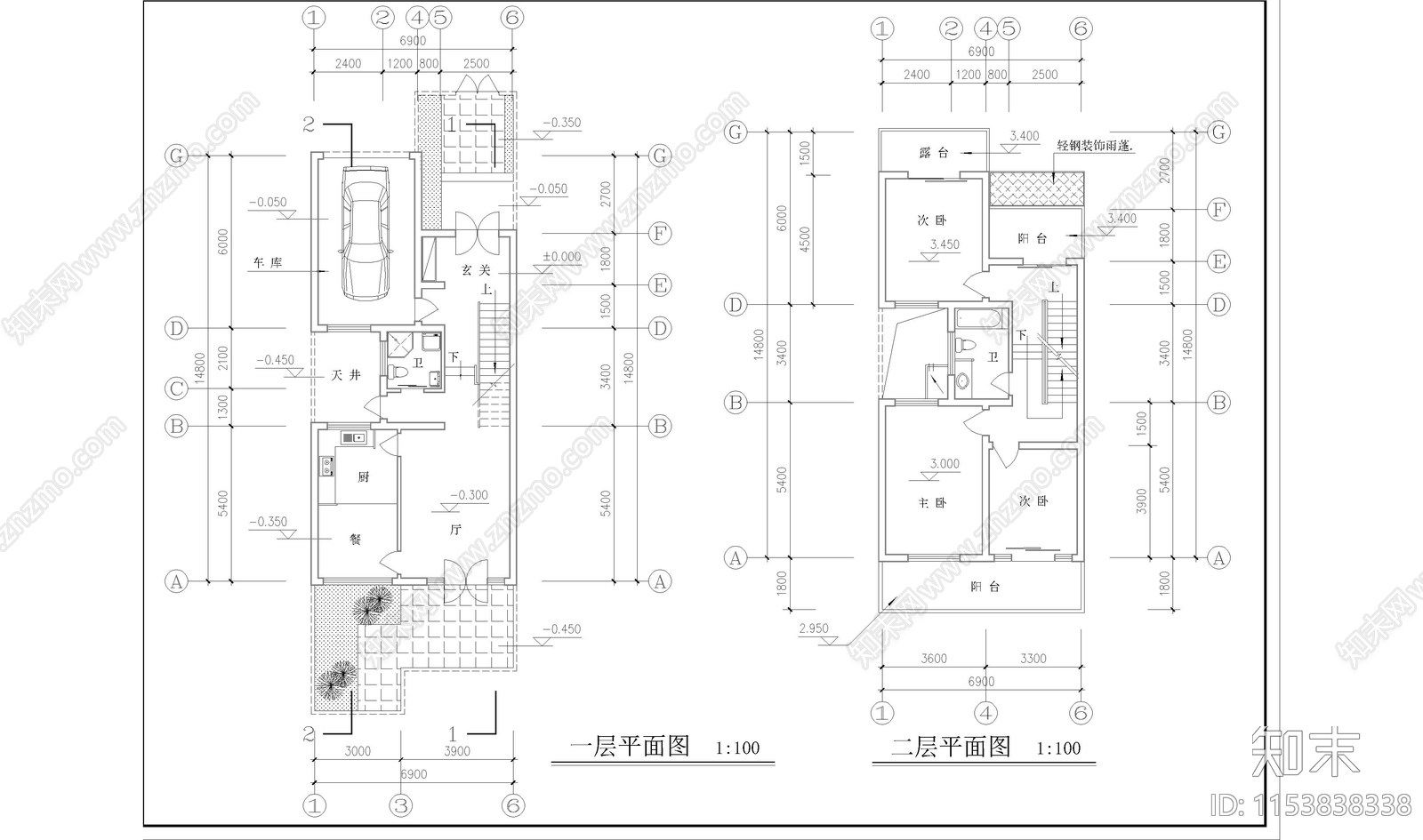 别墅建筑cad施工图下载【ID:1153838338】