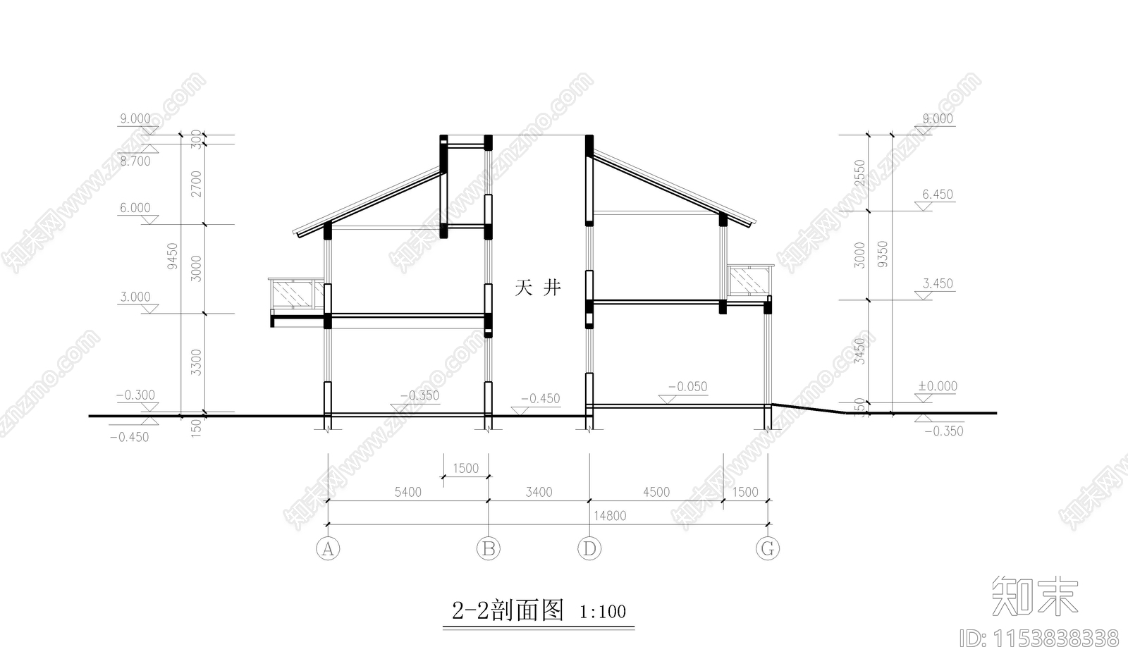 别墅建筑cad施工图下载【ID:1153838338】