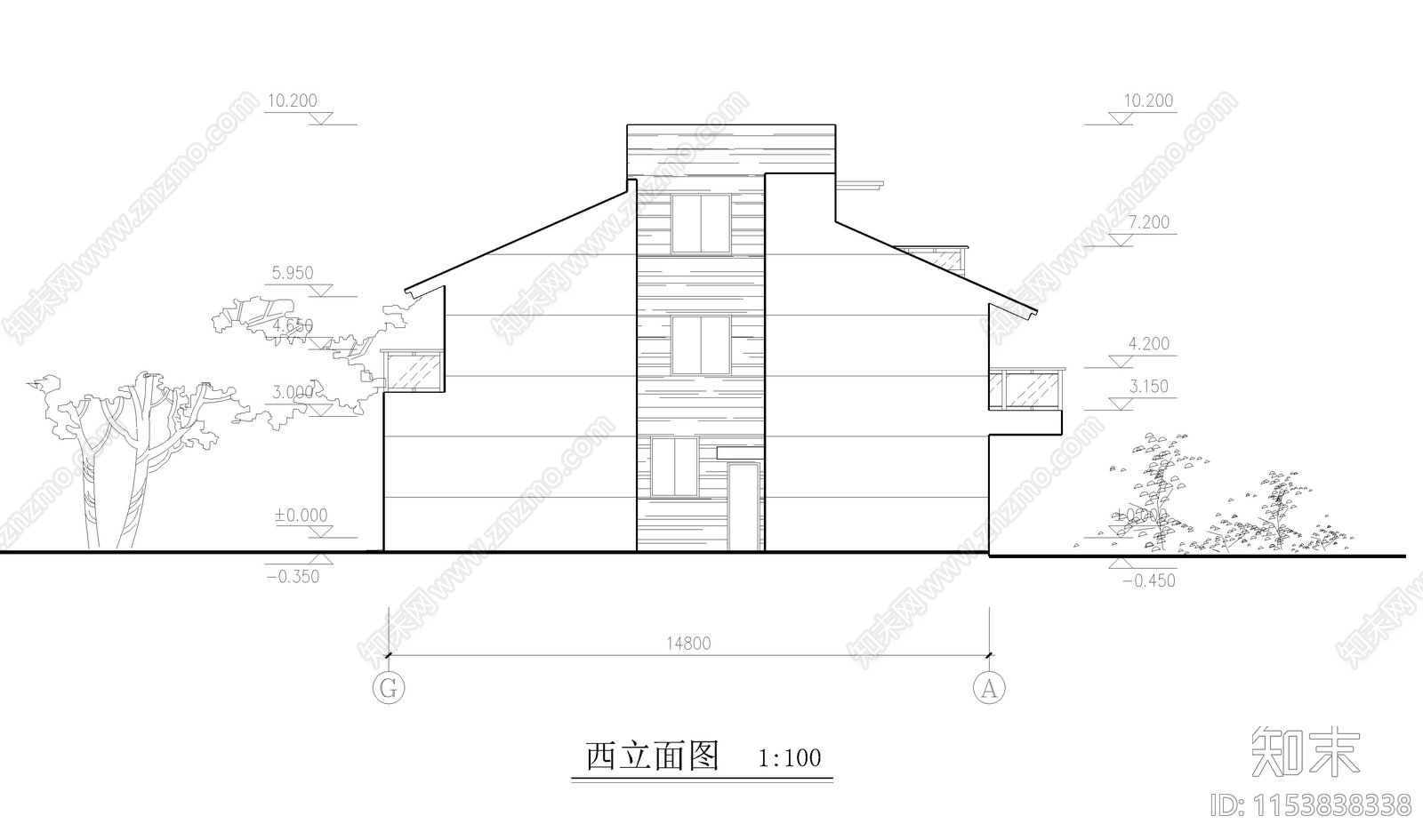 别墅建筑cad施工图下载【ID:1153838338】