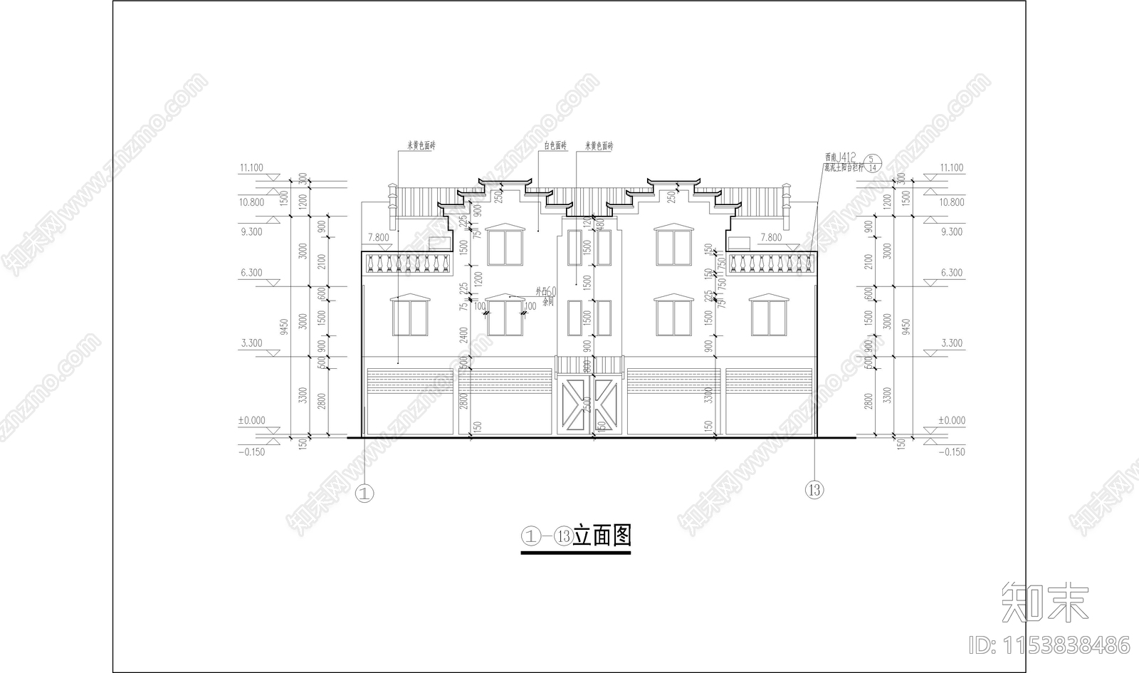 城镇商贸住宅建筑cad施工图下载【ID:1153838486】