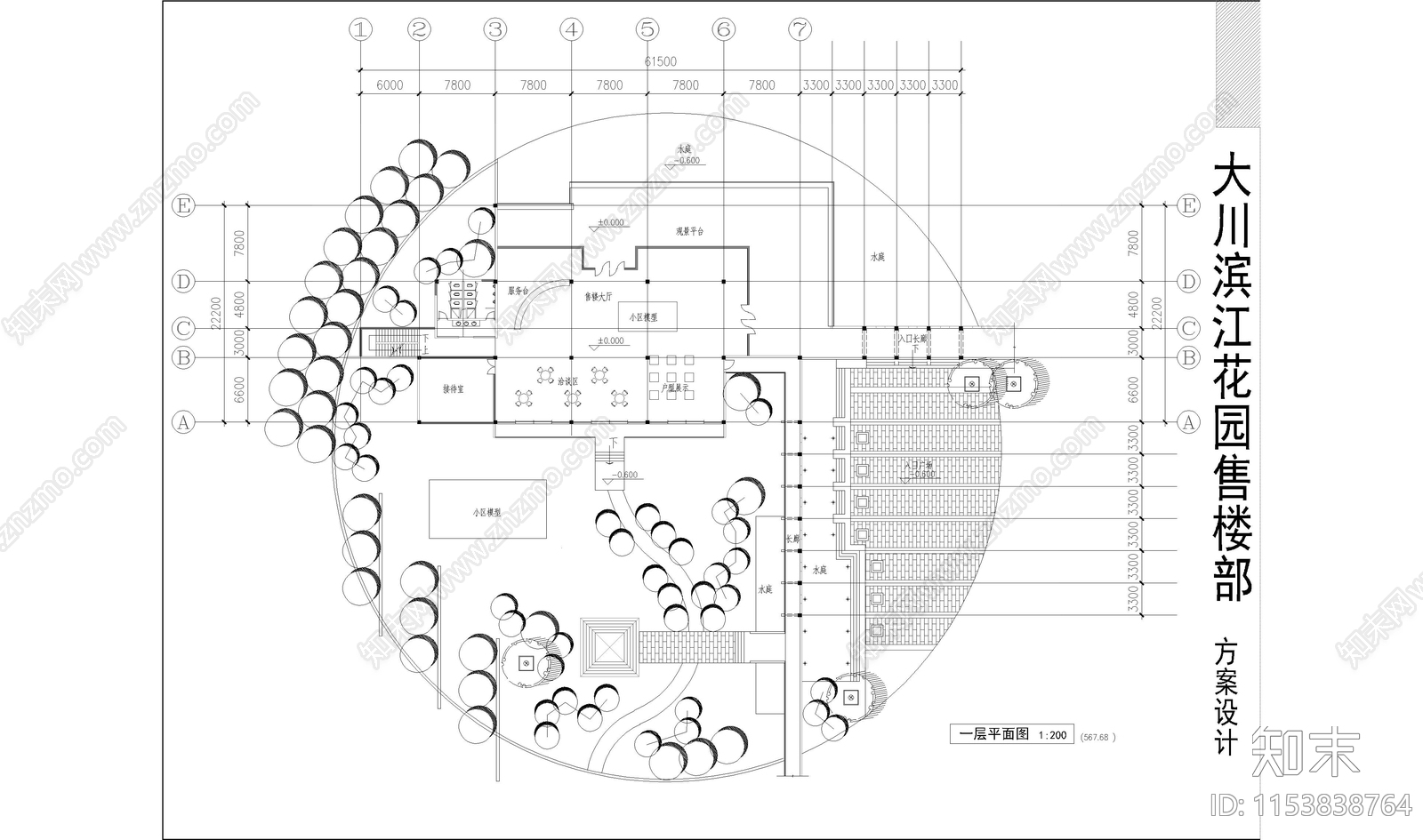 大川滨江花园建筑cad施工图下载【ID:1153838764】